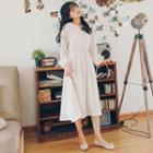 Peter Pan Collar Long-sleeved Plain Sheath Dress