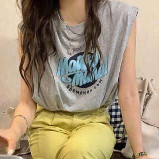 Lettering Mock Two-piece Tank Top