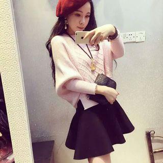 Set: Balloon Sleeve Sweater + A-line Skirt