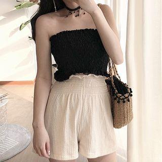 Lettuce Edge Smocked Cropped Tube Top