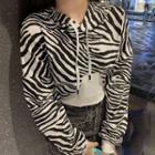 Zebra Print Hoodie As Shown In Figure - One Size