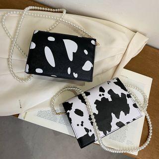Print Faux Pearl Crossbody Bag
