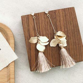 Alloy Leaf Tassel Dangle Earring