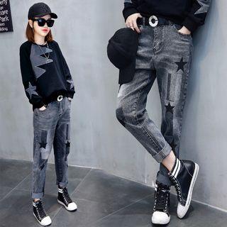 Star Print Cropped Harem Jeans