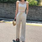 Set: Plain Camisole + Wide Leg Pants