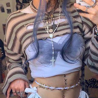 Striped Cutout Knit Crop Top