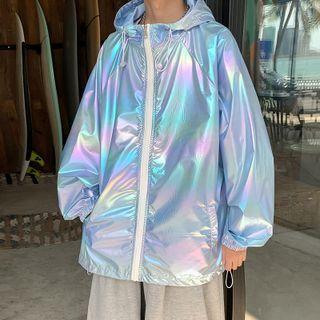Long-sleeve Glitter Zipped Jacket