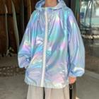 Long-sleeve Glitter Zipped Jacket