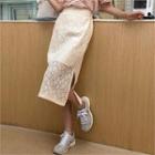 Slashed Lace H-line Midi Skirt