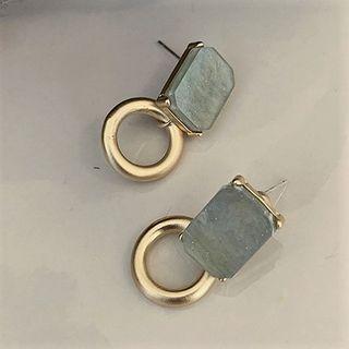 Acrylic Rectangle Alloy Hoop Dangle Earring