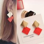 Two-tone Rhombus Drop Earring / Clip-on Earring