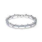 Simple And Fashionable Geometric Cubic Zirconia Bracelet 17cm Silver - One Size