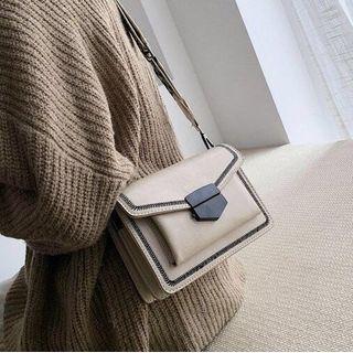 Patterned Strap Flap Crossbody Bag
