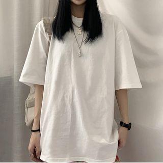 Short-sleeve Plain Loose Fit T-shirt