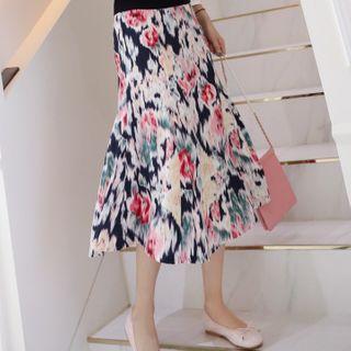 A-line Long Floral Skirt