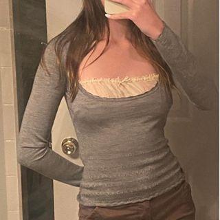 Long Sleeve Mock Two Piece Paneled T-shirt