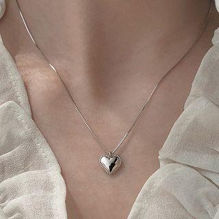 Alloy Heart Pendant Necklace 1 Set - With Chain - Silver - One Size