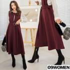 Tall Size Belted Long Flared Vest Dress