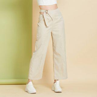 High-waist Cutout Straight-leg Pants