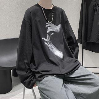 Long-sleeve Hands Print T-shirt