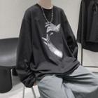 Long-sleeve Hands Print T-shirt
