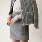 Dual-pocket A-line Tweed Miniskirt