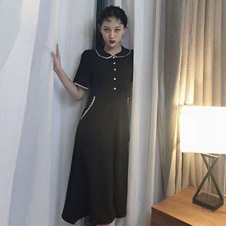 Crewneck Two Tone Lace A-line Dress
