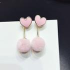 Heart Pompom Earrings