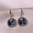 Rhinestone Gemstone Dangle Earring 1 Pair - Grayish Blue Zircon Hook Earring - One Size