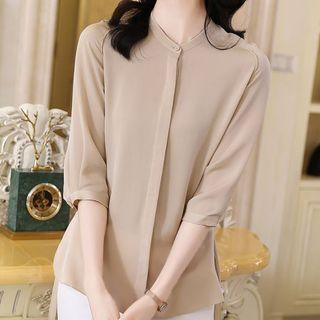 Puff-sleeve Genuine Silk Blouse