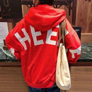 Printed Letter Zip Hoodie