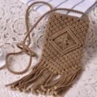 Tasseled Pointelle Knit Crossbody Bag