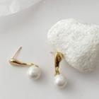Faux Pearl Alloy Drop Earring 1 Pair - Gold - One Size