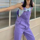 Plain Straight-cut Denim Jumper Pants