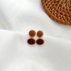 Disc Dangle Earring 1 Pair - Maroon & Brown - One Size