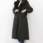 Faux-fur Lined Long Padded Coat With Belt