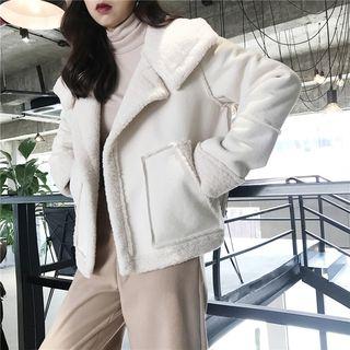 Fleece-lined Open-front Plain Jacket