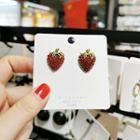 Rhinestone Strawberry Stud Earring 1 Pair - As Shown In Figure - One Size