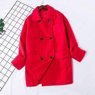 Pocket Detail Double-breasted Coat