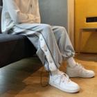 Button-side Drawstring-cuff Sweatpants