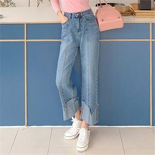 Cuff-hem Straight Jeans