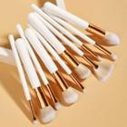 Set Of 10: Makeup Brush Set Of 10 - Gg-050702 - White & Gold - One Size