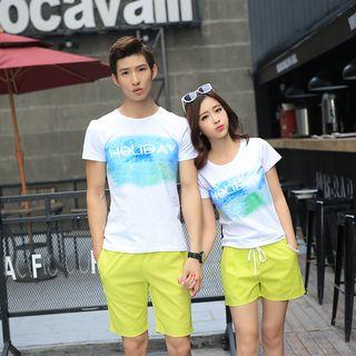 Set: Couple Matching Printed T-shirt + Shorts