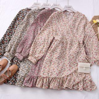Ruffled-trim Floral Mini Dress In 6 Colors
