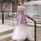 Sleeveless Embellished Glitter A-line Mesh Gown