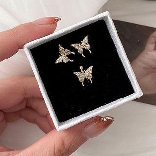 Set Of 3: Alloy Butterfly Earring
