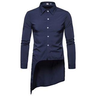 Long-sleeve Asymmetric High-low Shirt