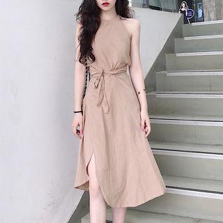 Set: Sleeveless Top + Asymmetric A-line Midi Skirt