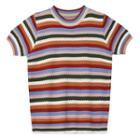 Striped Short-sleeve Knit Top Stripes - Multicolor - One Size