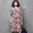 Floral-pattern Ruffle-hem Dress